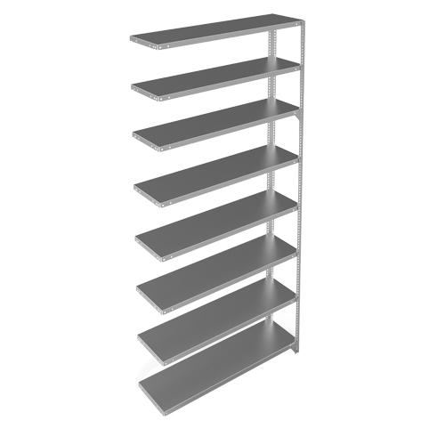 Shelving Unit, Galvanized Steel, Slotted Angle, 300 lbs. Capacity, 48" W x 96" H x 12" D Superchem Industries