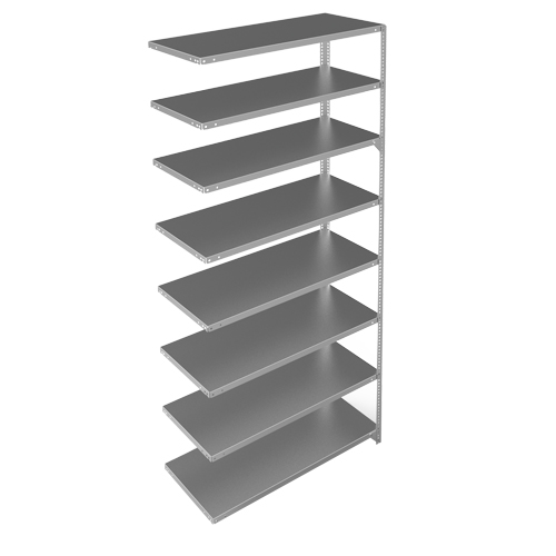 Shelving Unit, Galvanized Steel, Slotted Angle, 275 lbs. Capacity, 48" W x 96" H x 18" D Superchem Industries