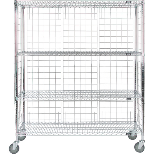 Chariot ferm&eacute; en treillis m&eacute;tallique, Chrom&eacute;, 60" x 69" x 24", Capacit&eacute; 800 lb Superchem Industries