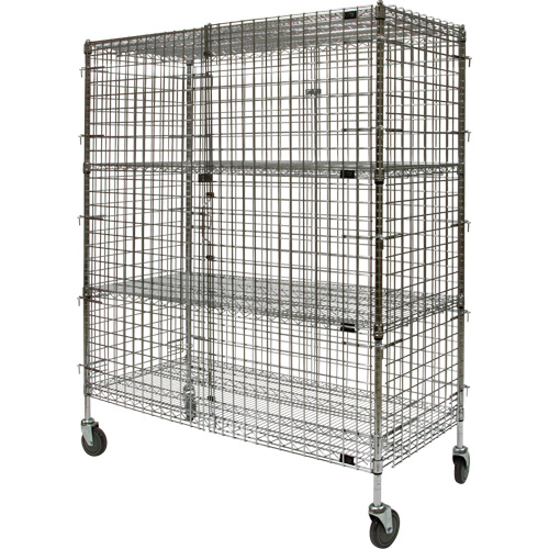 Security Cart, Chrome Plated, 60" x 69" x 24", 500 lbs. Capacity Superchem Industries