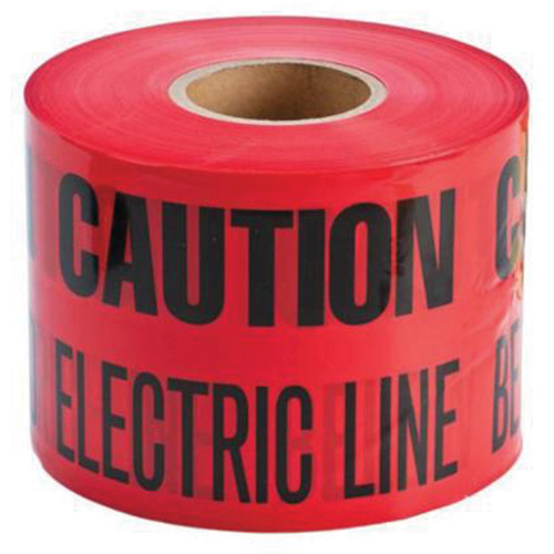 Ruban d'avertissement de danger souterrain Buried Electric Line Identoline, 6" la x 1000' lo, Noir/rouge Superchem Industries