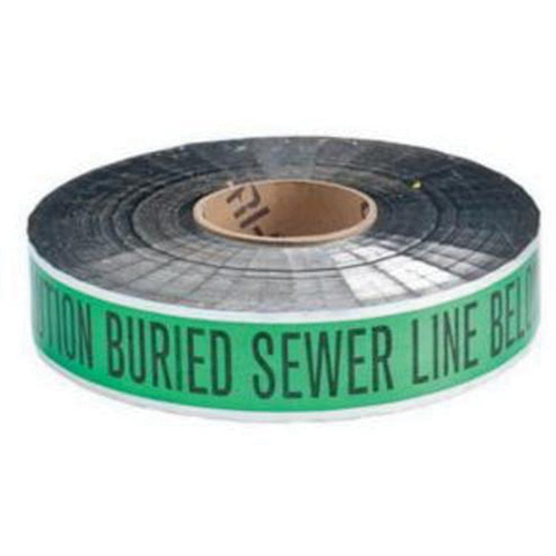 Ruban d'avertissement de danger souterrain Sewer Line Identoline, 2" la x 1000' lo, Noir sur vert Superchem Industries