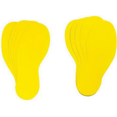 Floor Marking Labels, Footprint, 12" L x 3.75" W, Yellow, Vinyl Superchem Industries