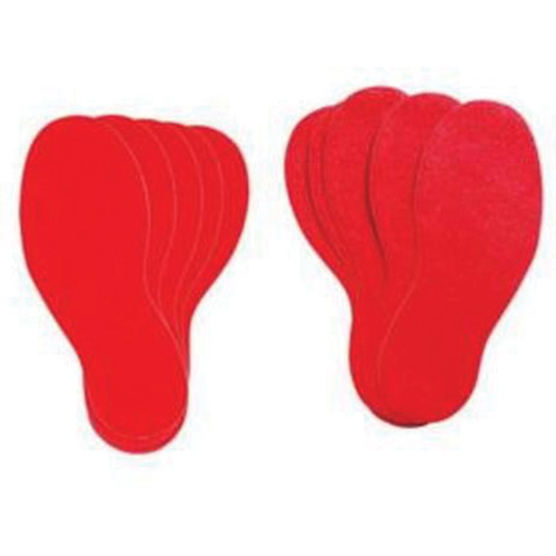 Floor Marking Labels, Footprint, 12" L x 3.75" W, Red, Vinyl Superchem Industries