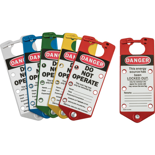 Labeled Lockout Hasps, Blue/Green/Red/Silver/Yellow Superchem Industries