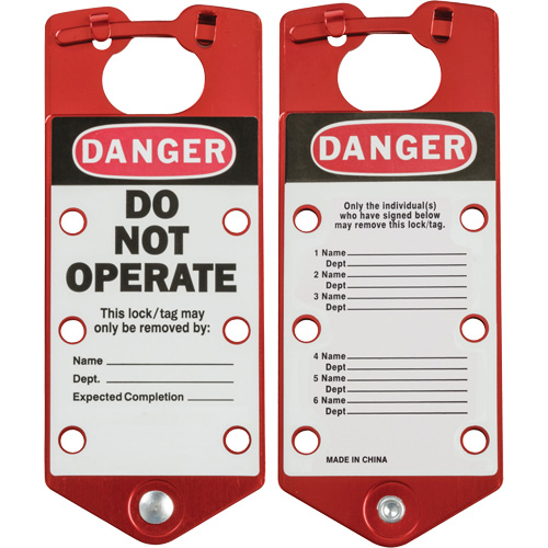 Labeled Lockout Hasps, Red Superchem Industries