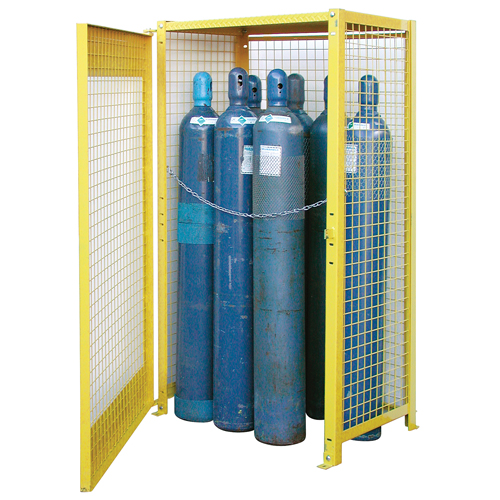 Gas Cylinder Cabinets, 10 Cylinder Capacity, 44" W x 30" D x 74" H, Yellow Superchem Industries