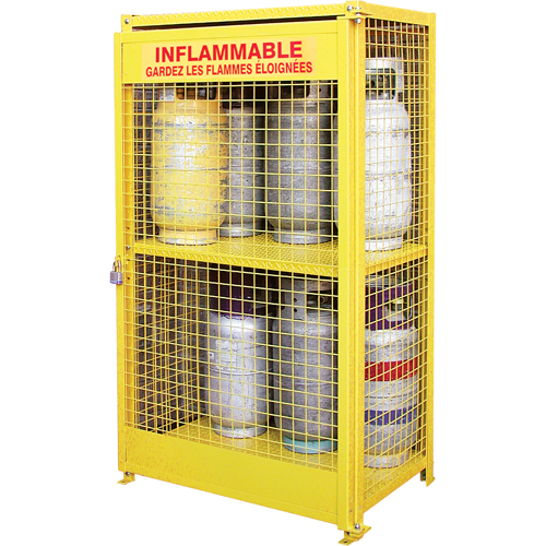 Gas Cylinder Cabinets, 12 Cylinder Capacity, 44" W x 30" D x 74" H, Yellow Superchem Industries