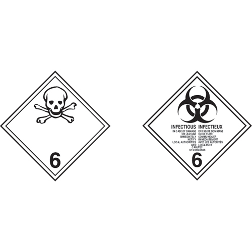 TDG Shipping Labels, Class 6.1, Toxic Substances, Vinyl Superchem Industries