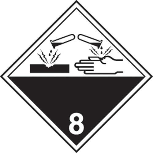 TDG Shipping Labels, Class 8, Corrosives, Paper Superchem Industries