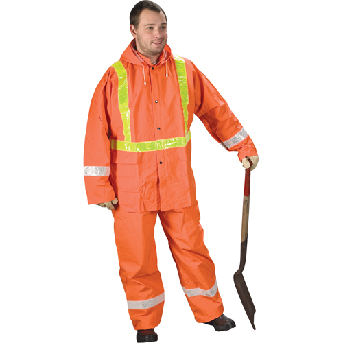 V&ecirc;tements de pluie pour la circulation Tornado, PVC, Petit, Orange haute visibilit&eacute; Superchem Industries