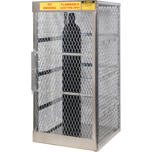 Aluminum LPG Cylinder Locker Storage, 10 Cylinder Capacity, 30" W x 32" D x 65" H, Silver Superchem Industries