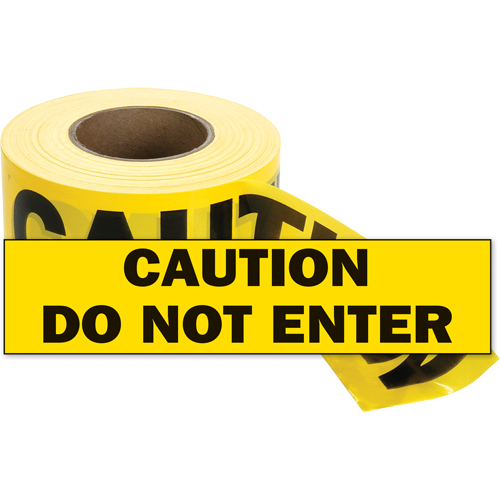 Barricade Tape, English, 3" W x 1000' L, 2 mils, Black on Yellow Superchem Industries