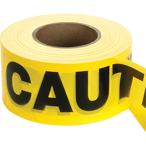 Barricade Tape, English, 3" W x 1000' L, 2 mils, Black on Yellow Superchem Industries