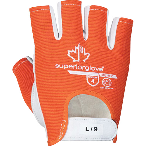 Gants Vibrastop demi-doigts antivibrations, Taille Moyen, Paume Ch&egrave;vre Superchem Industries