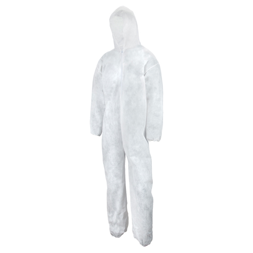 Heavy Weight Coveralls, Medium, White, Polypropylene Superchem Industries
