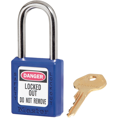 Cadenas de s&eacute;curit&eacute; Zenex 410, Bleu, Cl&eacute;s diff&eacute;rentes, Thermoplastique, Largeur de 1-1/2" Superchem Industries