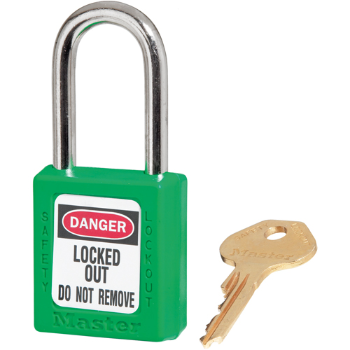 Cadenas de s&eacute;curit&eacute; Zenex 410, Vert, Cl&eacute;s diff&eacute;rentes, Thermoplastique, Largeur de 1-1/2" Superchem Industries