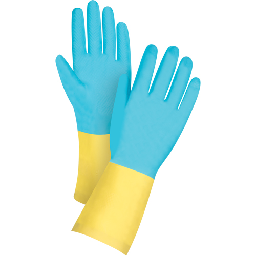 Premium Dipped Chemical-Resistant Gloves, Size Medium/8, 12" L, Neoprene/Rubber Latex, Cotton/Flock-Lined Inner Lining, 20-mil Superchem Industries