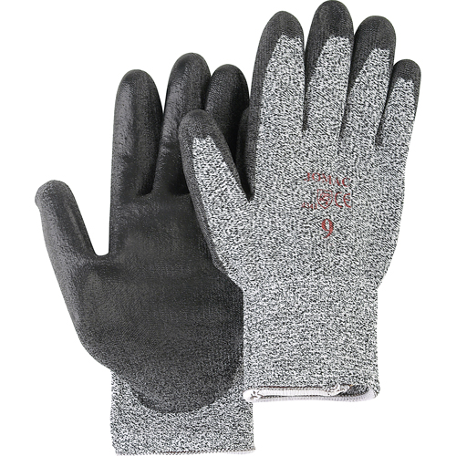 Gants de tricot poivre & sel avec rev&ecirc;tement de paume noir, Taille Petit/7, Rev&ecirc;tement Polyur&eacute;thane, Enveloppe en PEHP, ANSI/ISEA 105 niveau 2 Superchem Industries