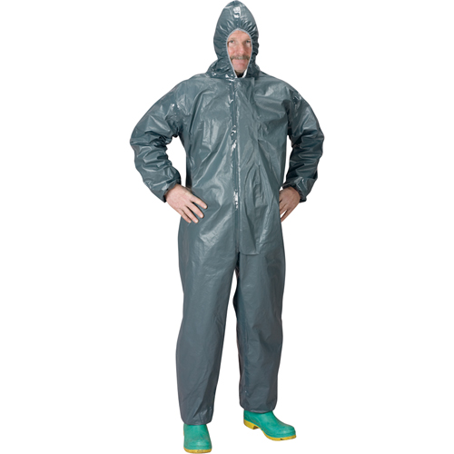 2.0 Mil CRFR Hooded Coveralls, Small, Grey, FR Treated Fabric Superchem Industries