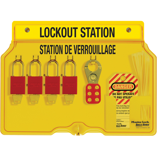 Lockout Station, Aluminum Padlocks, 4 Padlock Capacity, Padlocks Included Superchem Industries