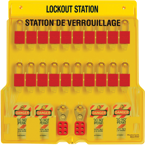 Lockout Station, Thermoplastic Padlocks, 20 Padlock Capacity, Padlocks Included Superchem Industries