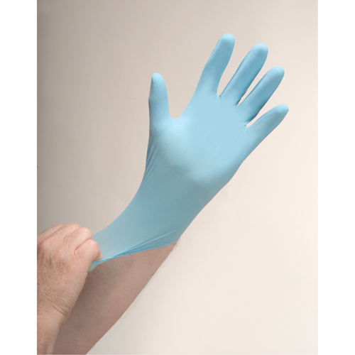 Gants d'examen r&eacute;sistants &agrave; la perforation, T-Grand, Nitrile, 4,5 mils, Poudr&eacute;s, Bleu Superchem Industries