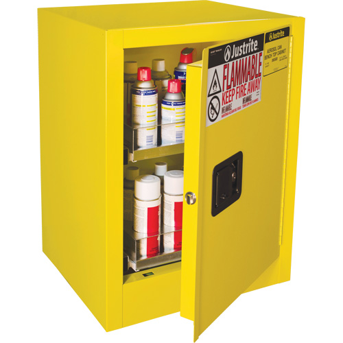 Sure-Grip&reg; EX Benchtop Flammable Safety Cabinet, 24 gal., 1 Door, 21" W x 27" H x 18" D Superchem Industries