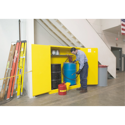 Sure-Grip&reg; EX Vertical Drum Storage Cabinets, 110 US gal. Cap., 2 Drums, Yellow Superchem Industries