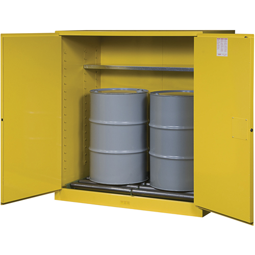 Sure-Grip&reg; EX Vertical Drum Storage Cabinets, 110 US gal. Cap., 2 Drums, Yellow Superchem Industries