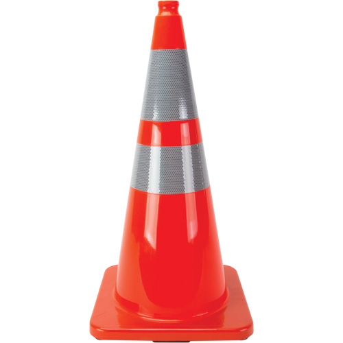 C&ocirc;nes en retrait, 28", Orange, Bande(s) r&eacute;fl&eacute;chissante(s) 4" & 6" Superchem Industries