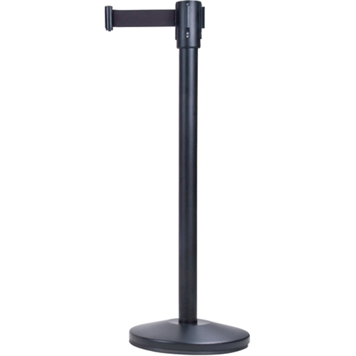 Barri&egrave;res sur pieds pour le contr&ocirc;le des foules, Acier, 35" h, Ruban Noir, Longueur du ruban 7' Superchem Industries