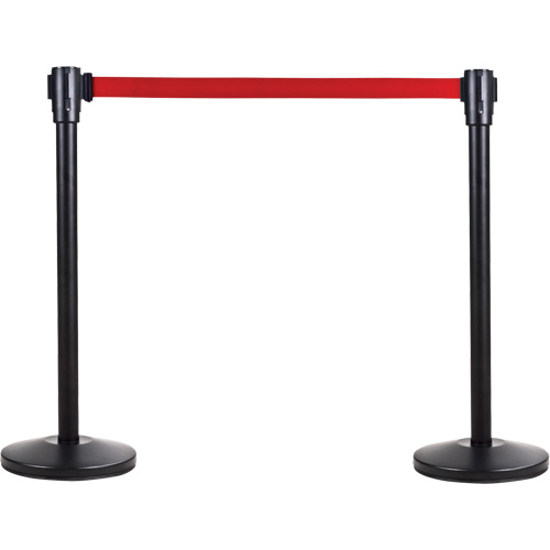 Poteau r&eacute;cepteur pour barri&egrave;res sur pieds pour le contr&ocirc;le des foules, Hauteur de 35", Noir Superchem Industries