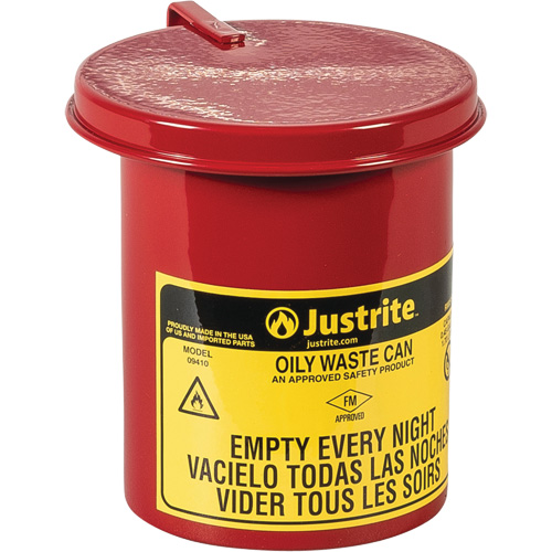Mini Bench - Top Oily Waste Cans, FM Approved, 0.45 US gallon, Red Superchem Industries