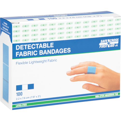 Bandages, Rectangulaire/carr&eacute;e, 3", Tissu d&eacute;tectable, St&eacute;rile Superchem Industries
