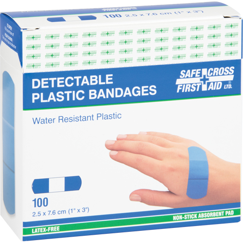 Bandages, Rectangulaire/carr&eacute;e, 3", Plastique d&eacute;tectable, St&eacute;rile Superchem Industries