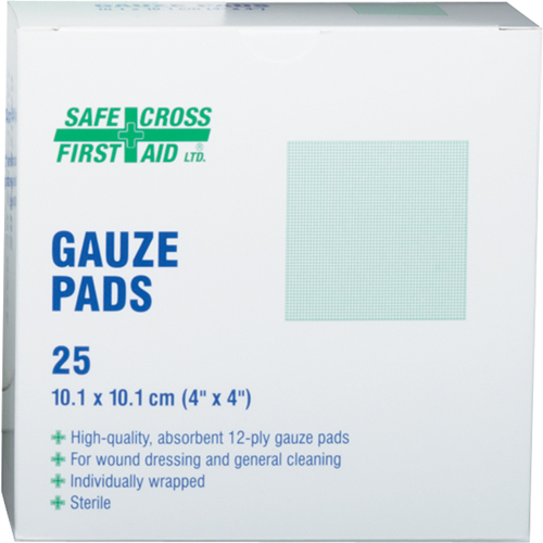 Gaze, Tampon, 4" lo x 4" la, St&eacute;rile, Dispositif m&eacute;dical Classe 1 Superchem Industries