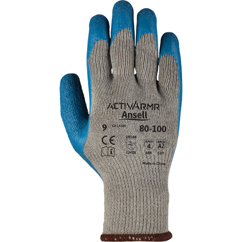 Gants ActivArmr 80-100, 9/Grand, R&ecirc;vetement Latex de caoutchouc, Calibre 10, Enveloppe en Polyester/Coton Superchem Industries