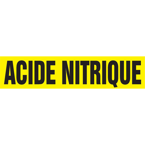 "Acid Nitrique" Pipe Marker, Self-Adhesive, 4" H x 24" W, Black on Yellow Superchem Industries