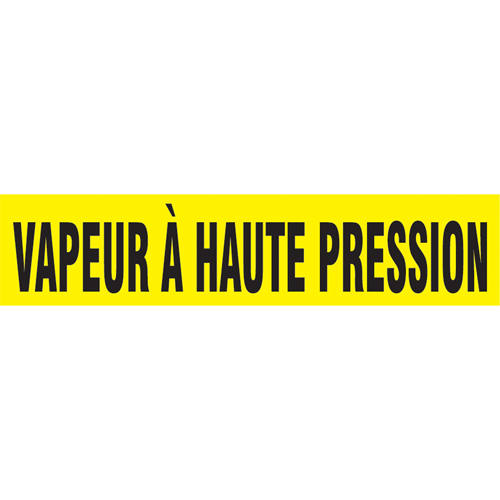 Marqueur de tuyau "Vapeur &agrave; Haute Pression", Autocollant, 1" h x 8" la, Noir sur jaune Superchem Industries