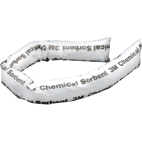 Mini-berme adsorbante pour produits chimiques, Produit chimique, 4' lo x 3" la, Absorption 12 gal., 12 /pqt Superchem Industries