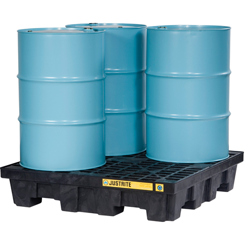 EcoPolyBlend Spill Control Pallets - Without Drain, 73 US gal. Spill Capacity, 49" x 49" x 10.3" Superchem Industries
