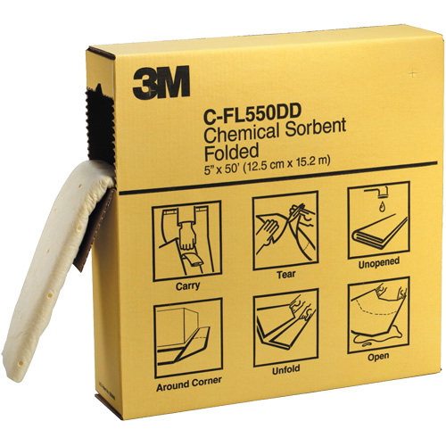 Absorbants pli&eacute;s, Mati&egrave;res dangereuses, 600" x 5", 10,5 gal. d'absorption Superchem Industries
