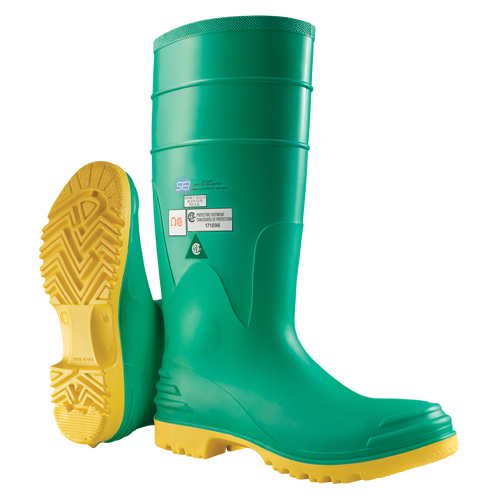 Hazmax&reg; 16" Kneeboot, PVC, Steel Toe, Size 6, Puncture Resistant Sole Superchem Industries