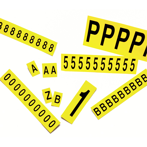 Individual Adhesive Letter Markers, A, 1" H, Black on Yellow Superchem Industries