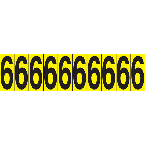 Individual Adhesive Number Markers, 6, 1-15/16" H, Black on Yellow Superchem Industries