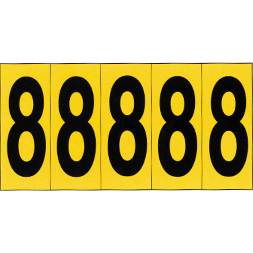Individual Adhesive Number Markers, 8, 3-7/8" H, Black on Yellow Superchem Industries