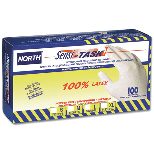 Gants jetables Sensi-Task, Grand, Latex, 5 mils, Sans poudre, Blanc Superchem Industries