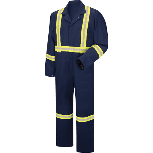 Enhanced Visibility Coveralls, Men's, Navy Blue, Size 38 Superchem Industries